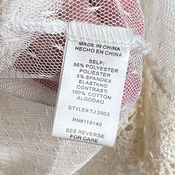 Sheer Lace Mesh Cardigan Shrug Womens One Size White 3/4 Sleeve Boho Coquette - Picture 4 of 15